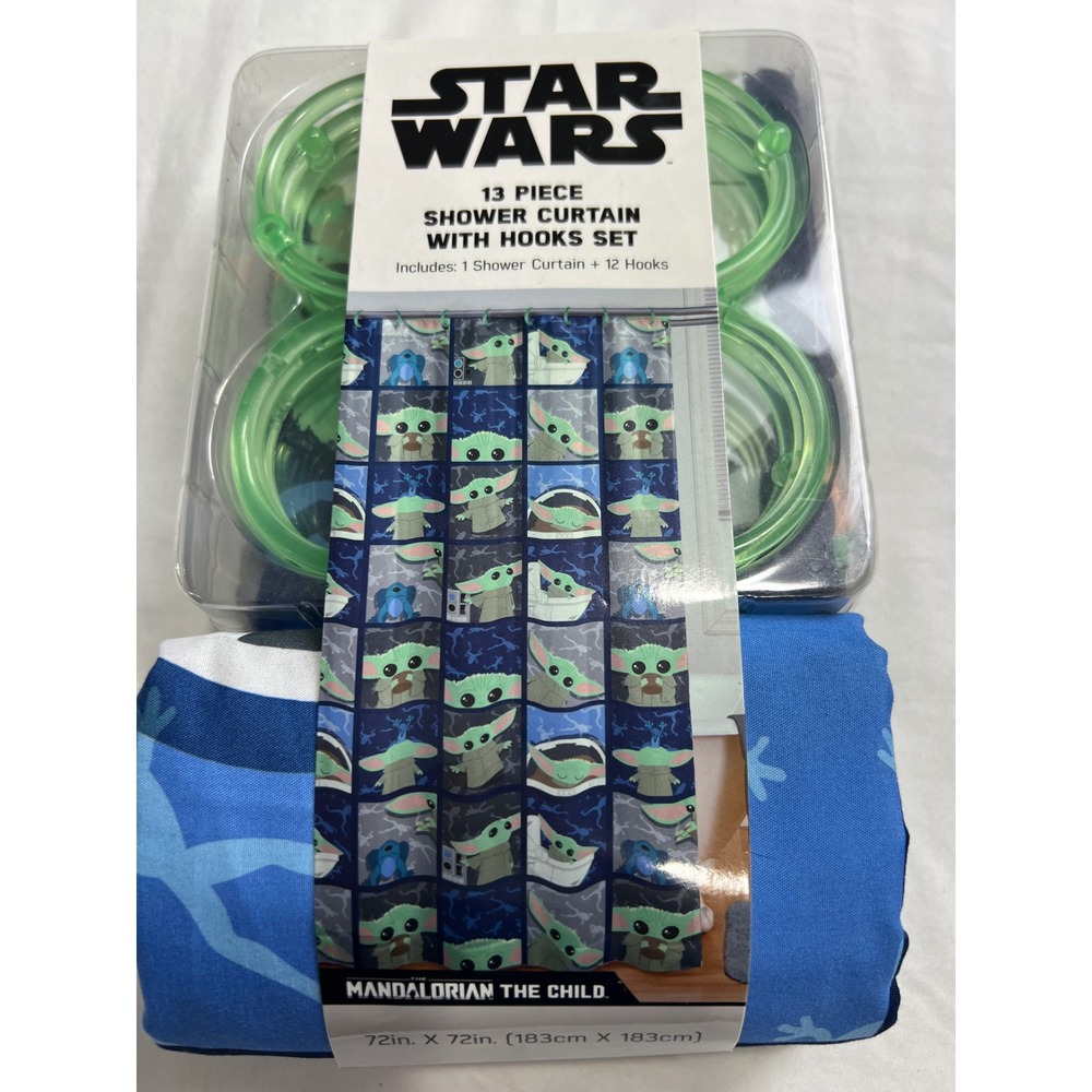 Star Wars Mandalorian The Child Shower Curtain Set 72x72‎ Blue Grogu Kids A02